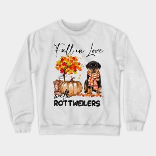 Fall In Love With Rottweilers Fall Pumpkin Thanksgiving Crewneck Sweatshirt